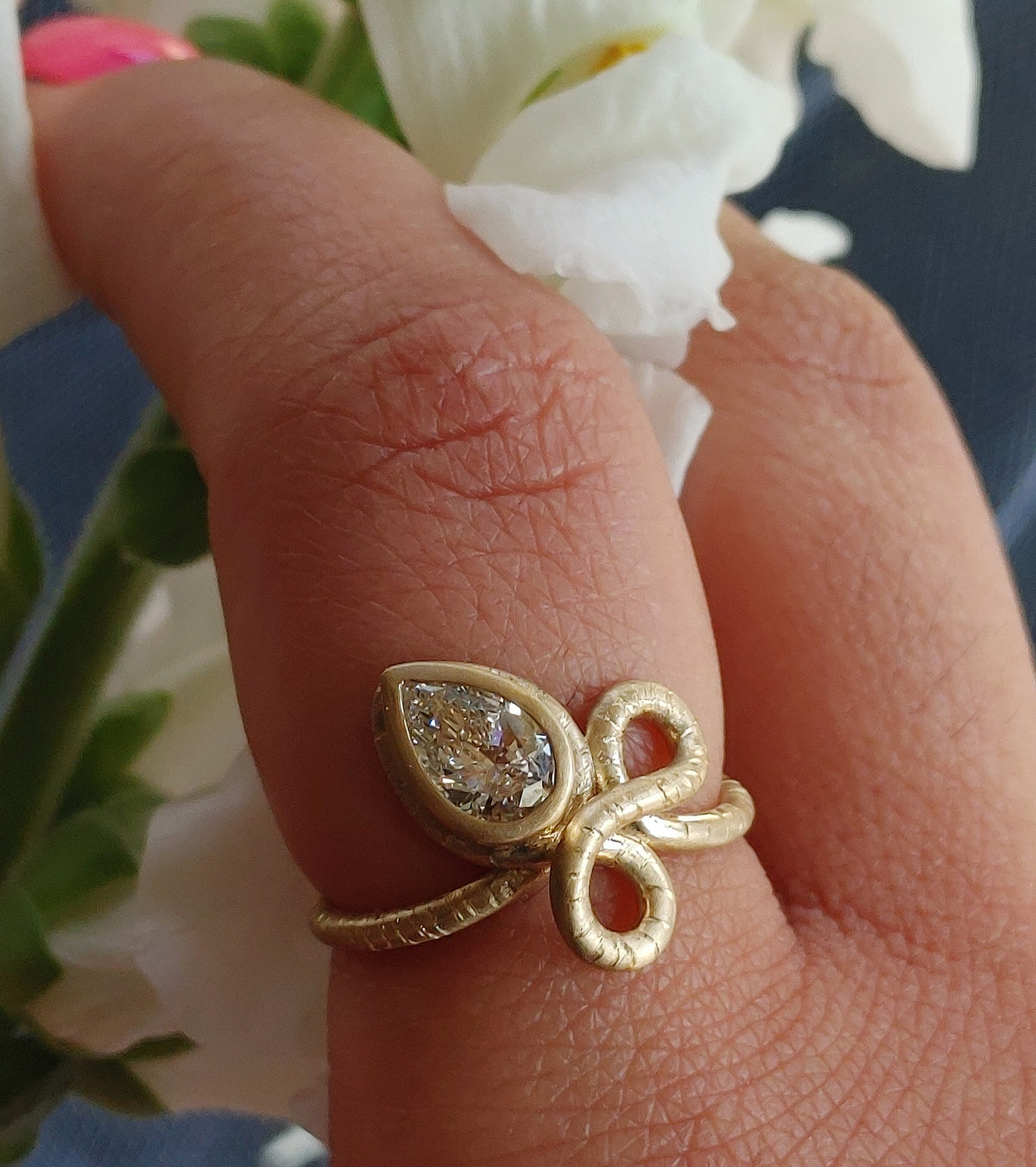 The Promise Ring with Diamond on finger