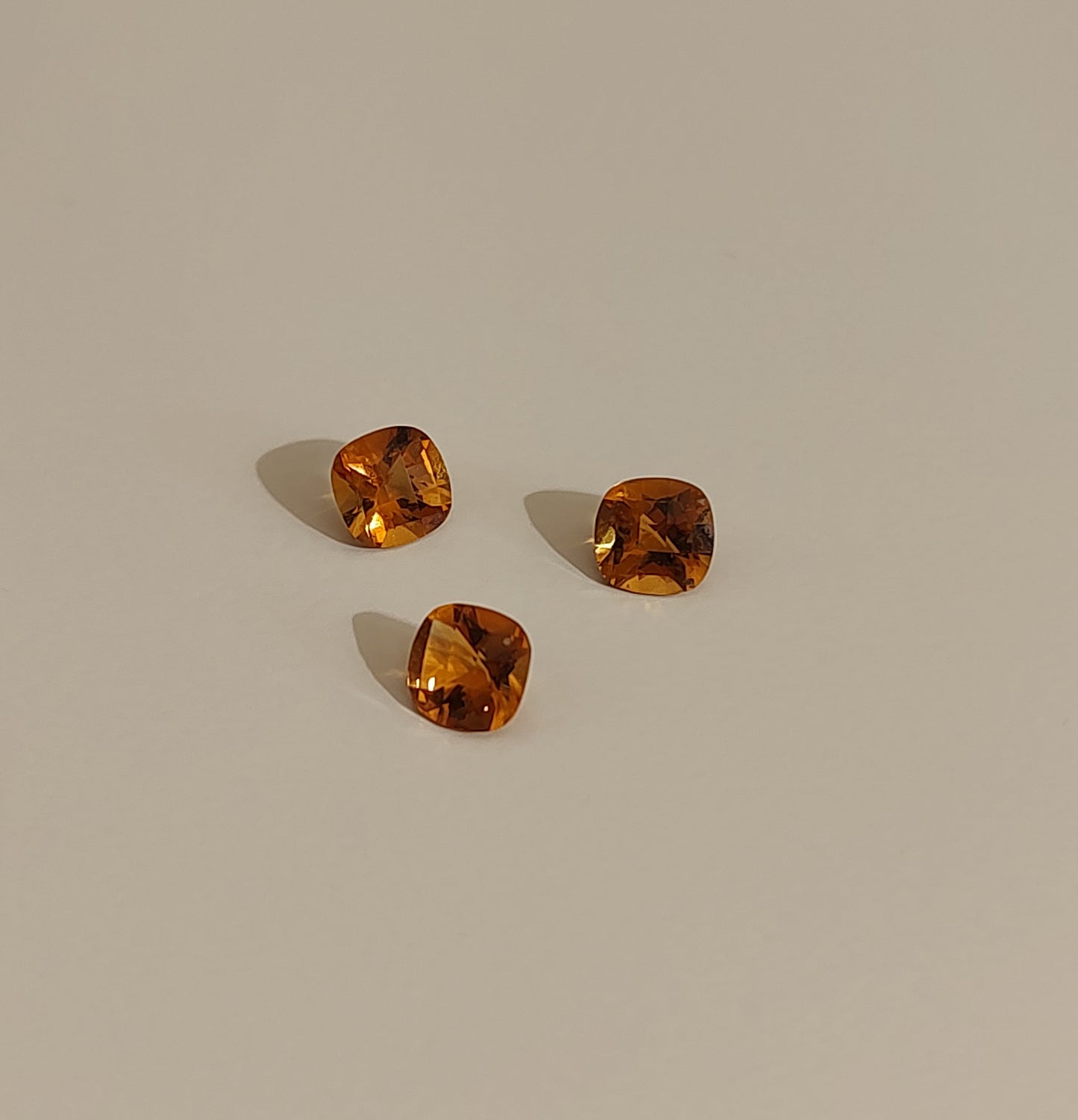 Checkerboard Cushion Cut Citrines (set of 3)