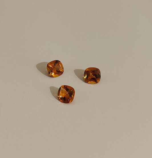 Checkerboard Cushion Cut Citrines (set of 3)