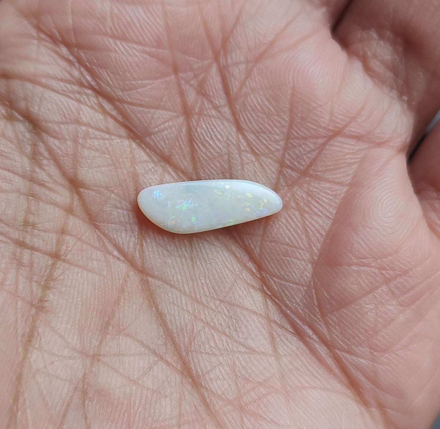 White Crystal Opal in a long freeform shape