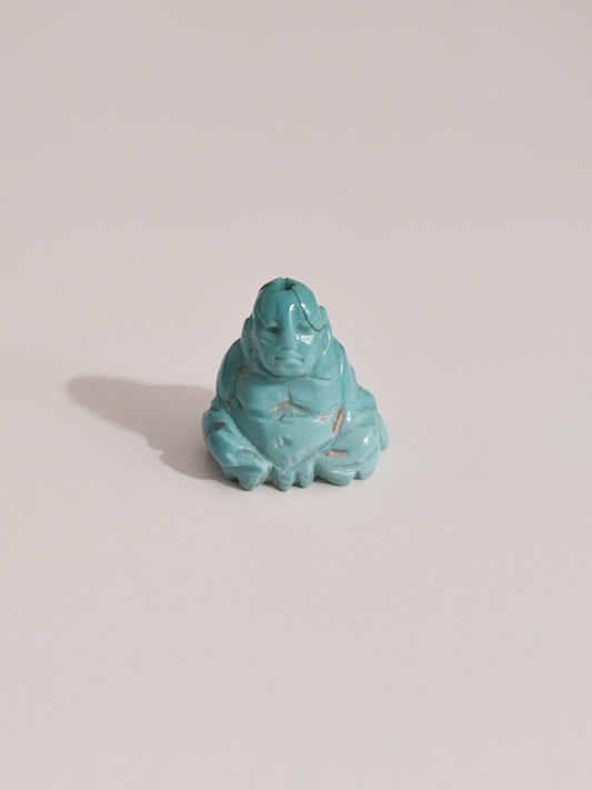 Vintage Carved Turquoise Buddha Bead