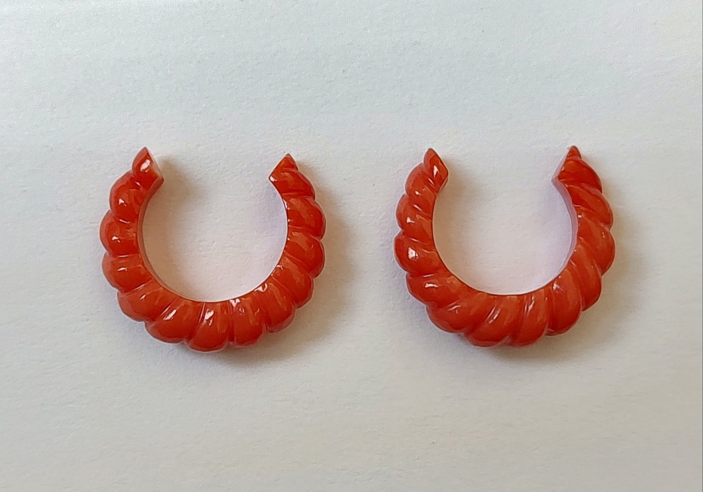Vintage Coral Carved Hoops
