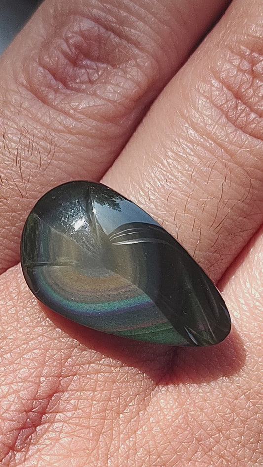 Pear Shape Rainbow Obsidian Cabochon